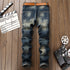Newest Embroidery Tiger Slim Men's Ripped Jeans Straight Pants